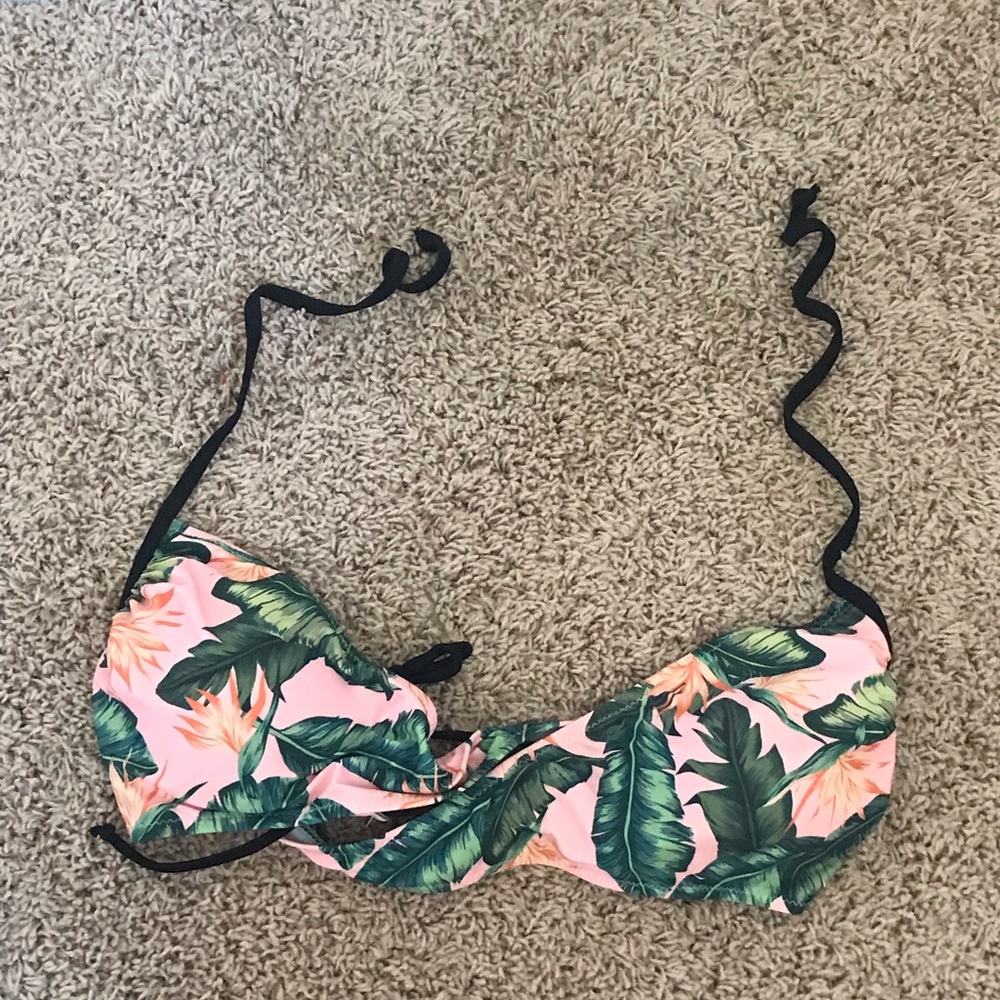 tropical tie back bikini top